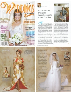 <h5>Hawaii Weddings Magazine: Award Winning Designers</h5><p>Takeo Kobayashi & Eric Chandler</p>