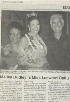 <h5>Tribune Herald</h5><p>Malika Dudley is Miss Leeward</p>