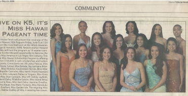 <h5>Tribune Herald</h5><p>Live on K5, It's Miss Hawaii Pageant Time</p>